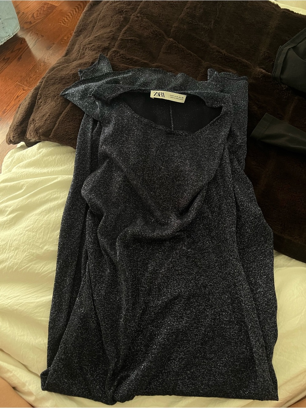Zara Sparkle Navy Metallic Tank Dress
